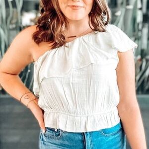 American Eagle One Shoulder Ruffle Top Size Small